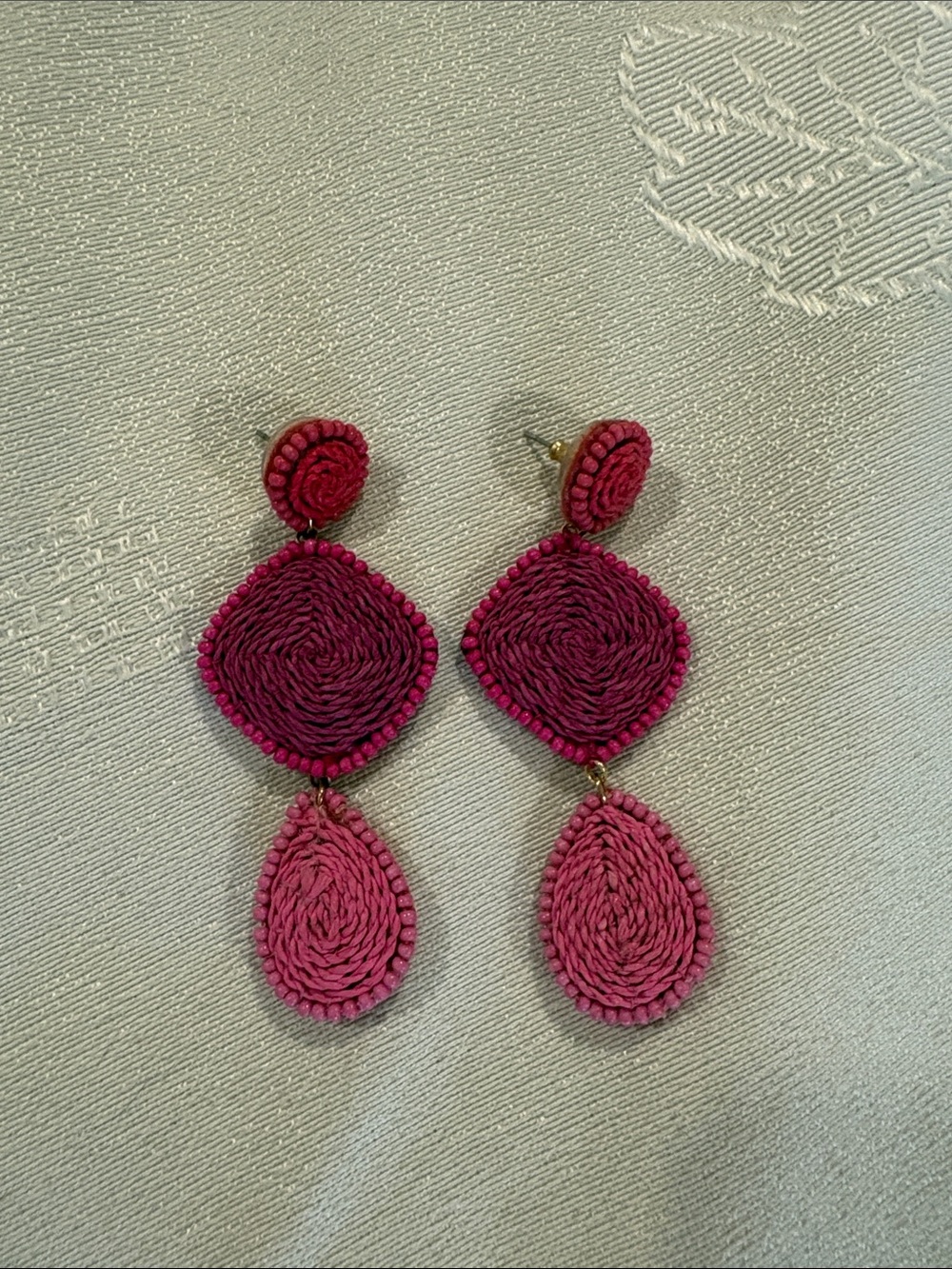 LOFT Two-Tone Pink Woven Drop Earrings